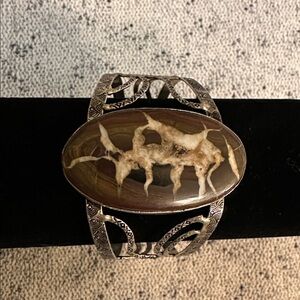 Cuff Bracelet with Large Septarian Stone